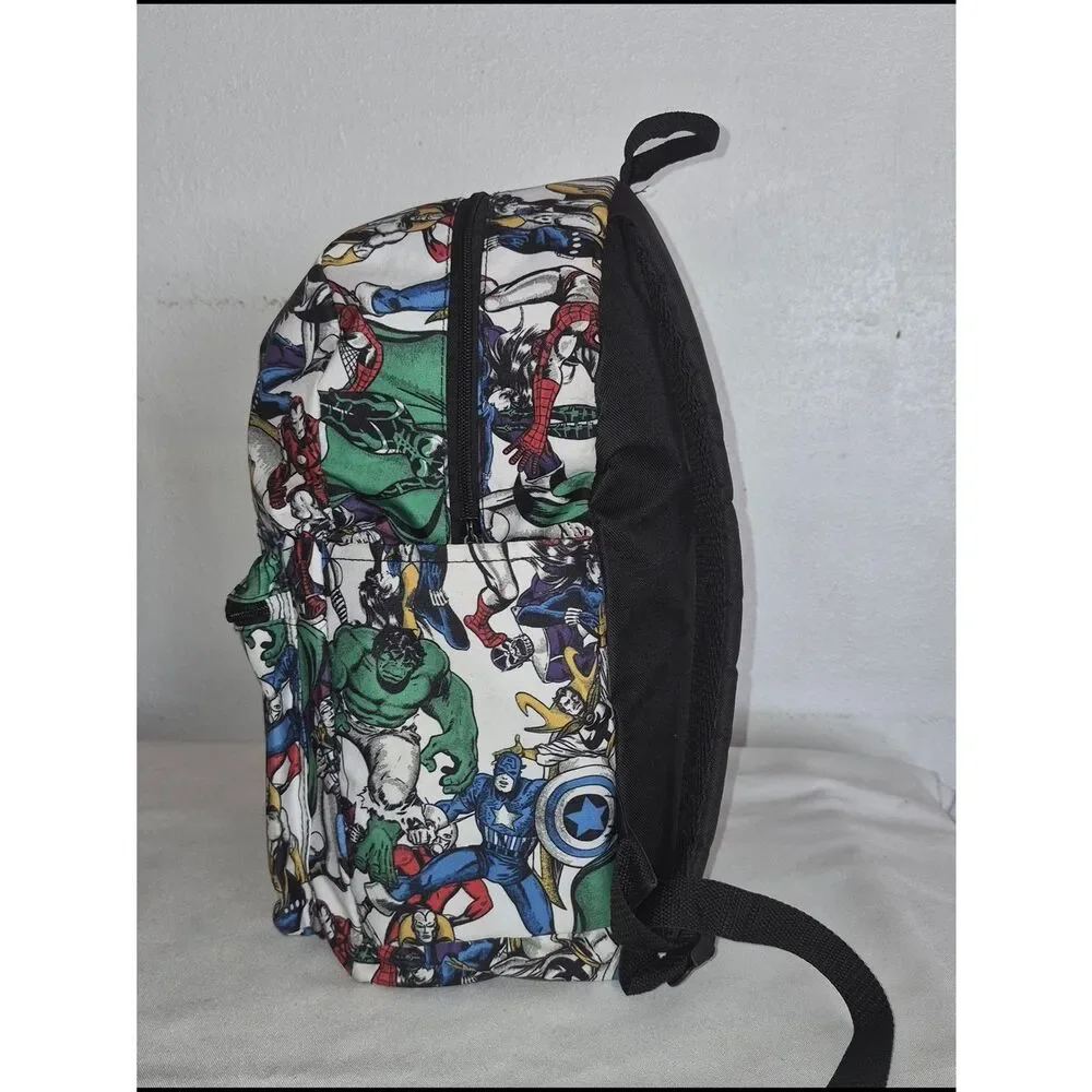 Marvel Avengers Multicolor Comic Character Backpack - White Base
